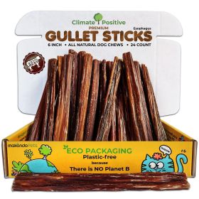 Gullet Sticks 24 Count 100% Natural Beef Esophagus Dog Chews 6” Premium Dog Treats for Training Puppies & Adults Zero Filler or Preservatives