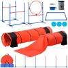Dog Agility Training Equipment, 7 PCS Set Upgrade w/ Adjustable High Hurdles,6 Weave Poles,2 Tunnels,Jump Ring,Pause Box,Whistle,Foldable Bowl
