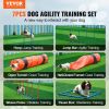 Dog Agility Training Equipment, 7 PCS Set Upgrade w/ Adjustable High Hurdles,6 Weave Poles,2 Tunnels,Jump Ring,Pause Box,Whistle,Foldable Bowl