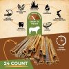 Gullet Sticks 24 Count 100% Natural Beef Esophagus Dog Chews 6” Premium Dog Treats for Training Puppies & Adults Zero Filler or Preservatives